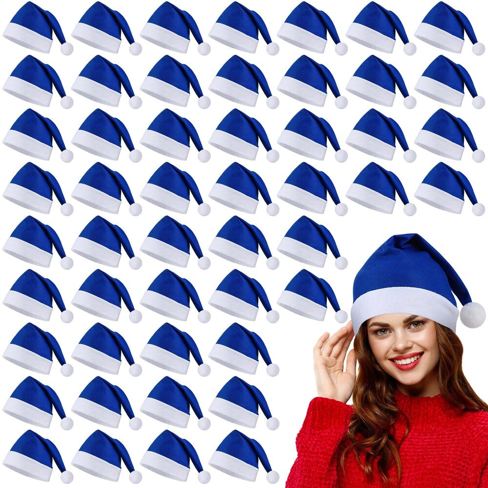 3996 50 Pieces Christmas Santa Hats Bulk Non-Woven Fabric Santa Hat
